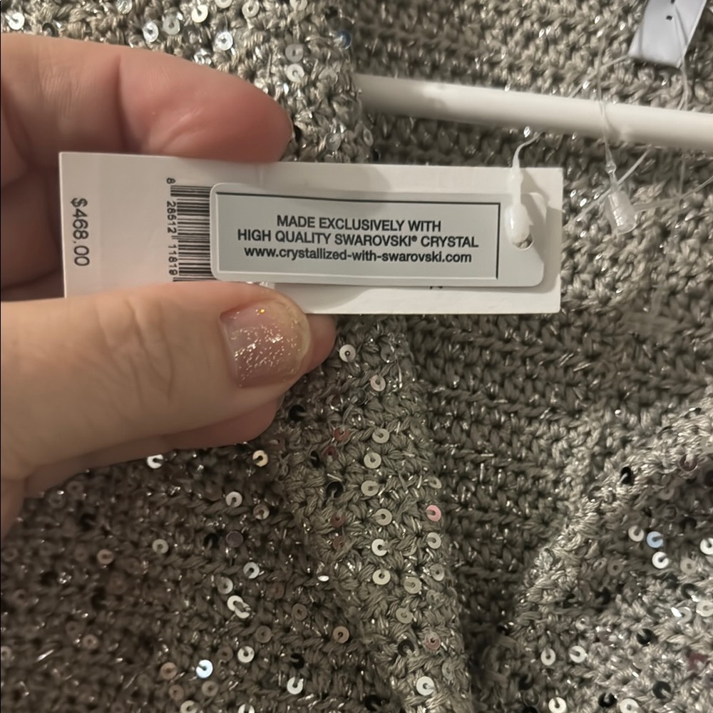 Silver Sequin Blazer with Zipper Closure - Picture 2 of 6